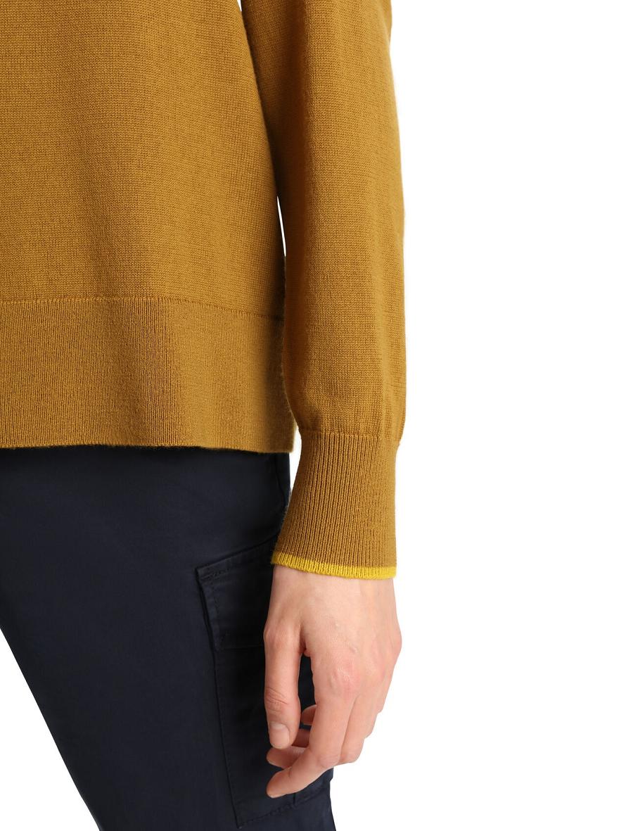 Clove / Silent Gold Icebreaker Merino Shearer Crewe Women's Sweaters | AU 1631VRWD